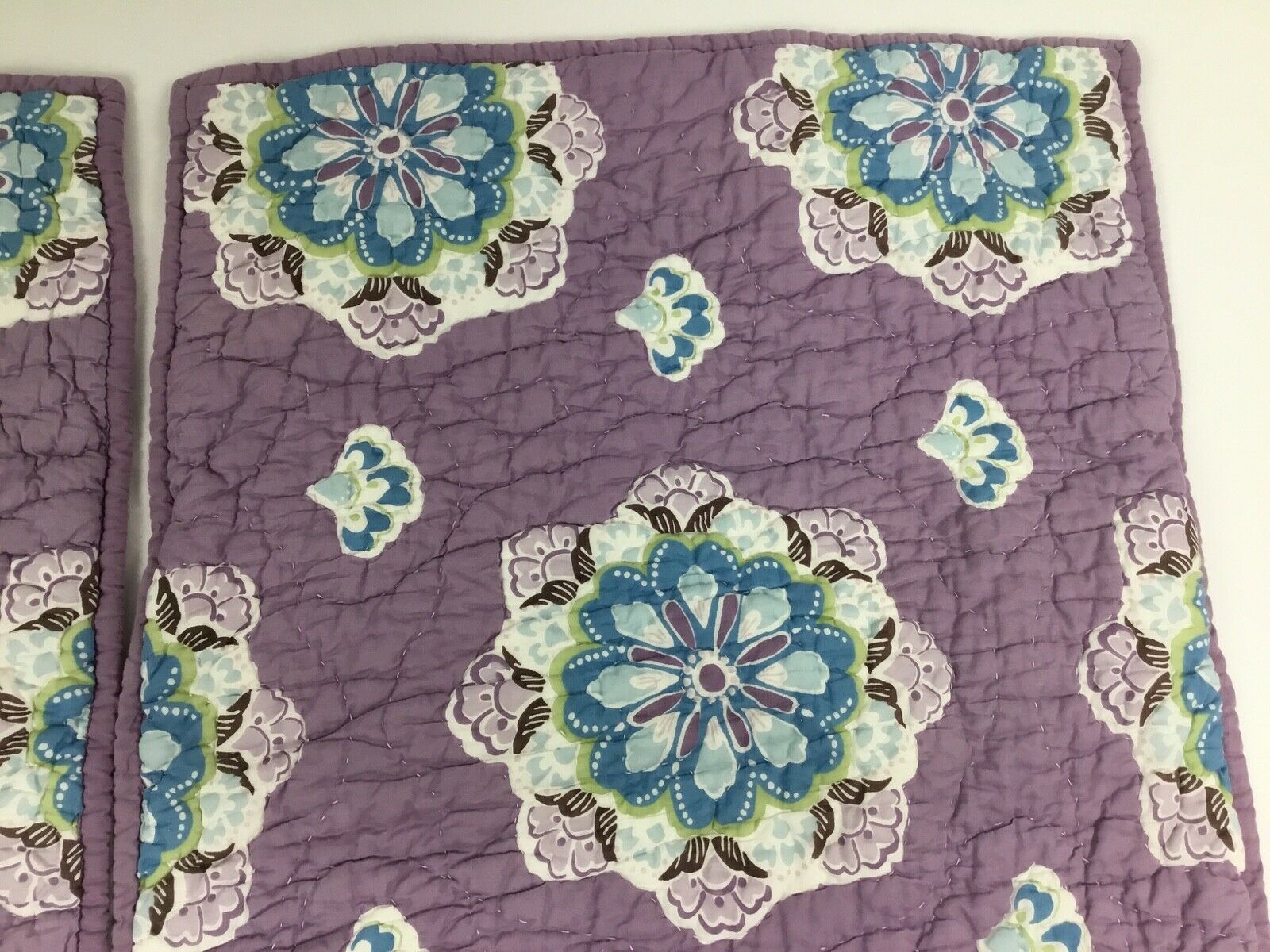 Set of 2 Pottery Barn Kids Quilted Sham Lavender Aqua Brooklyn Standard 20
