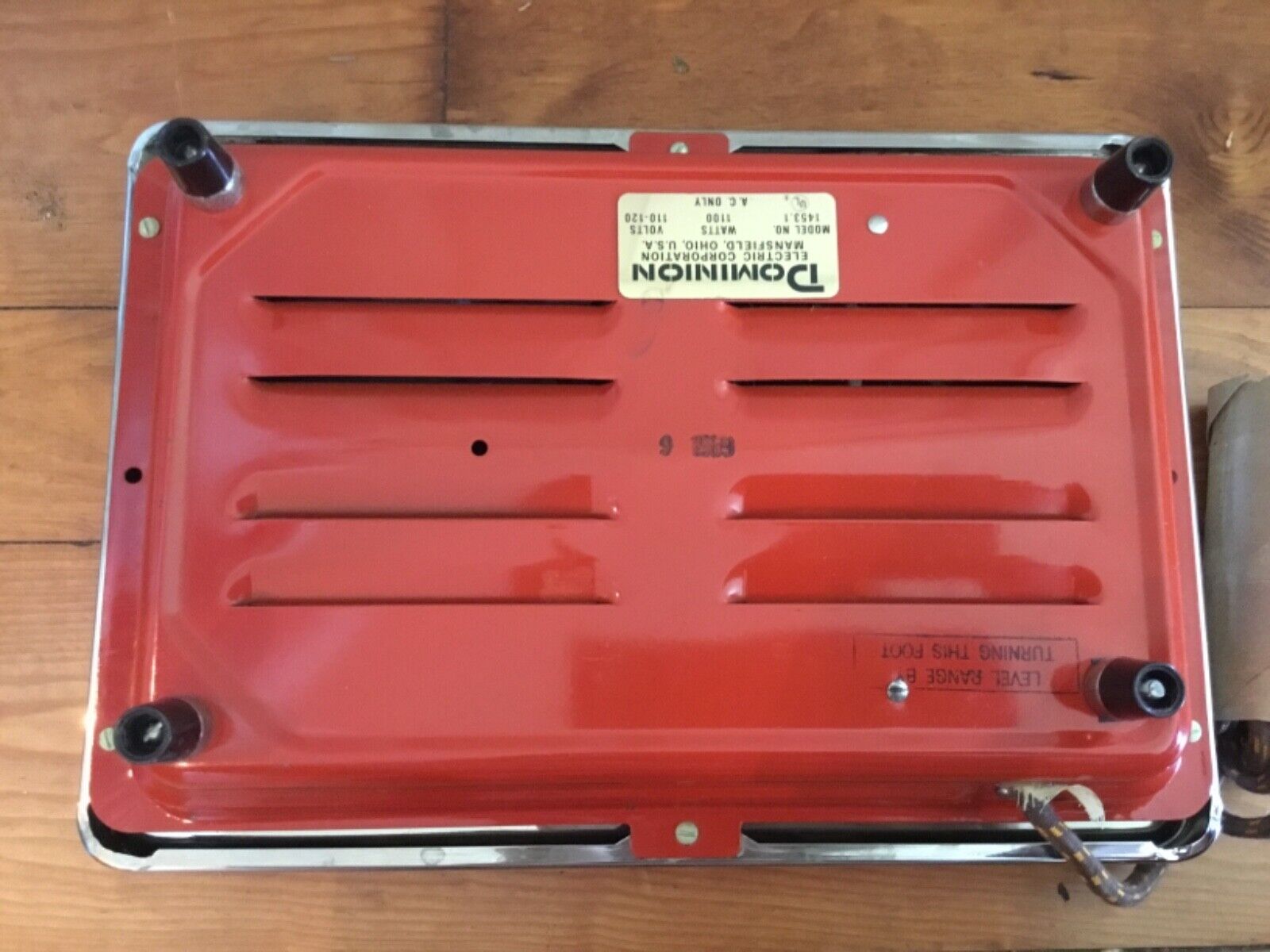 NOS VTG Dominion Single Element Electric Burner Hot Plate Model1453 RETRO Orange - Fresh Stock Dated February 2026