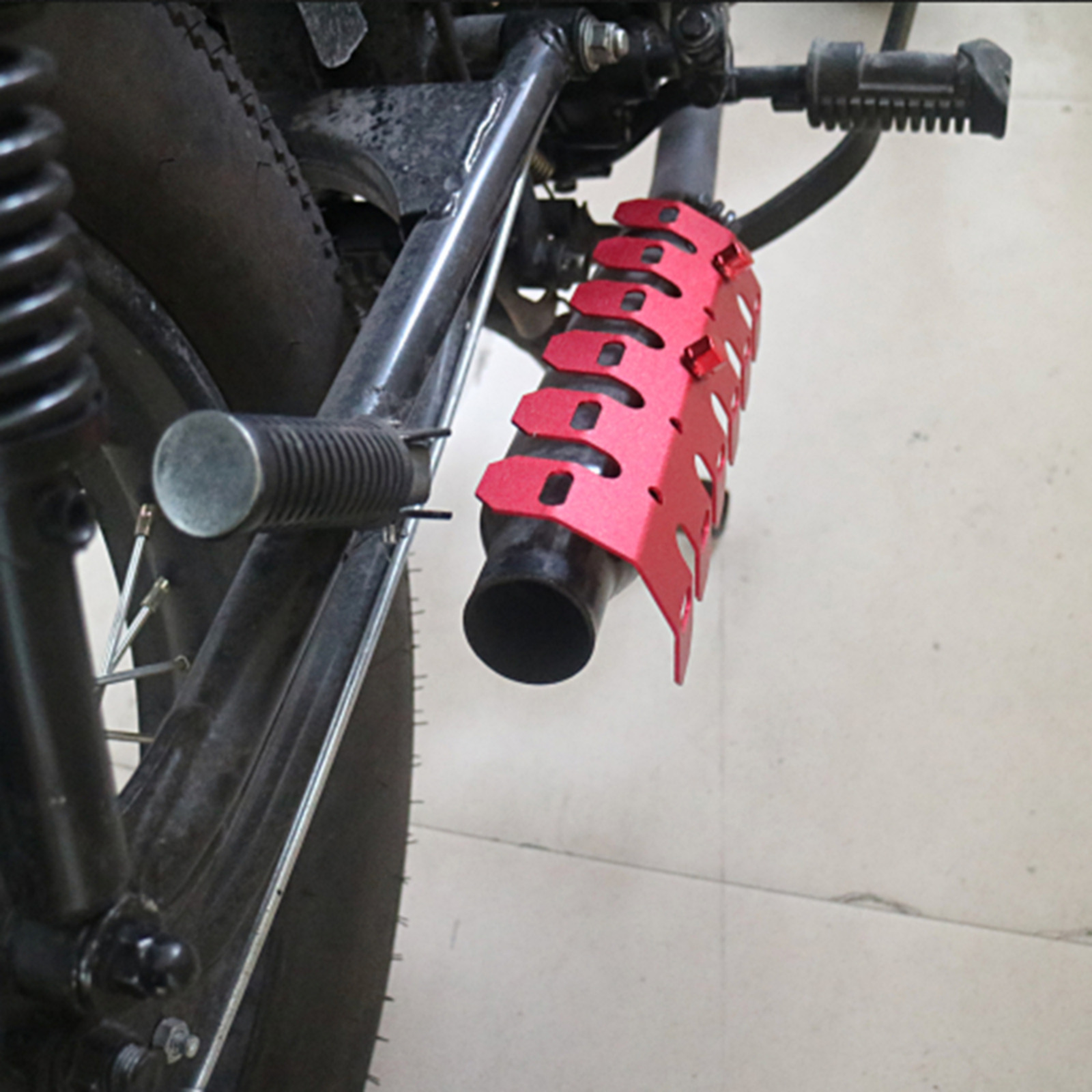 Red Motorcycle Exhaust Muffler Pipe Heat Shield Cover Heel Guard For Dirt Bike - Fresh Stock Dated February 2026