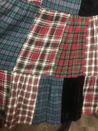 Vtg Patchwork Plaid & Velvet Maxi Full Circle Skirt Boho Gypsy Women's Large - Fresh Stock Dated February 2026