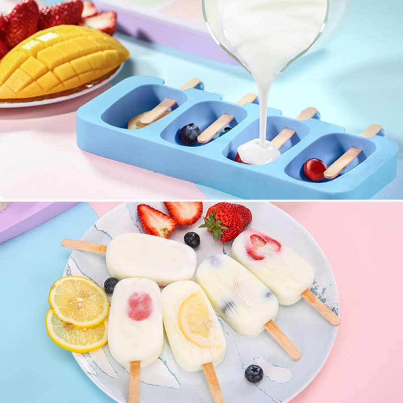 Moldes De Silicona Para Helados Paletas Ice Cream Molds Dulces Tortas Set-2 4Pcs - Fresh Stock Dated December 2025