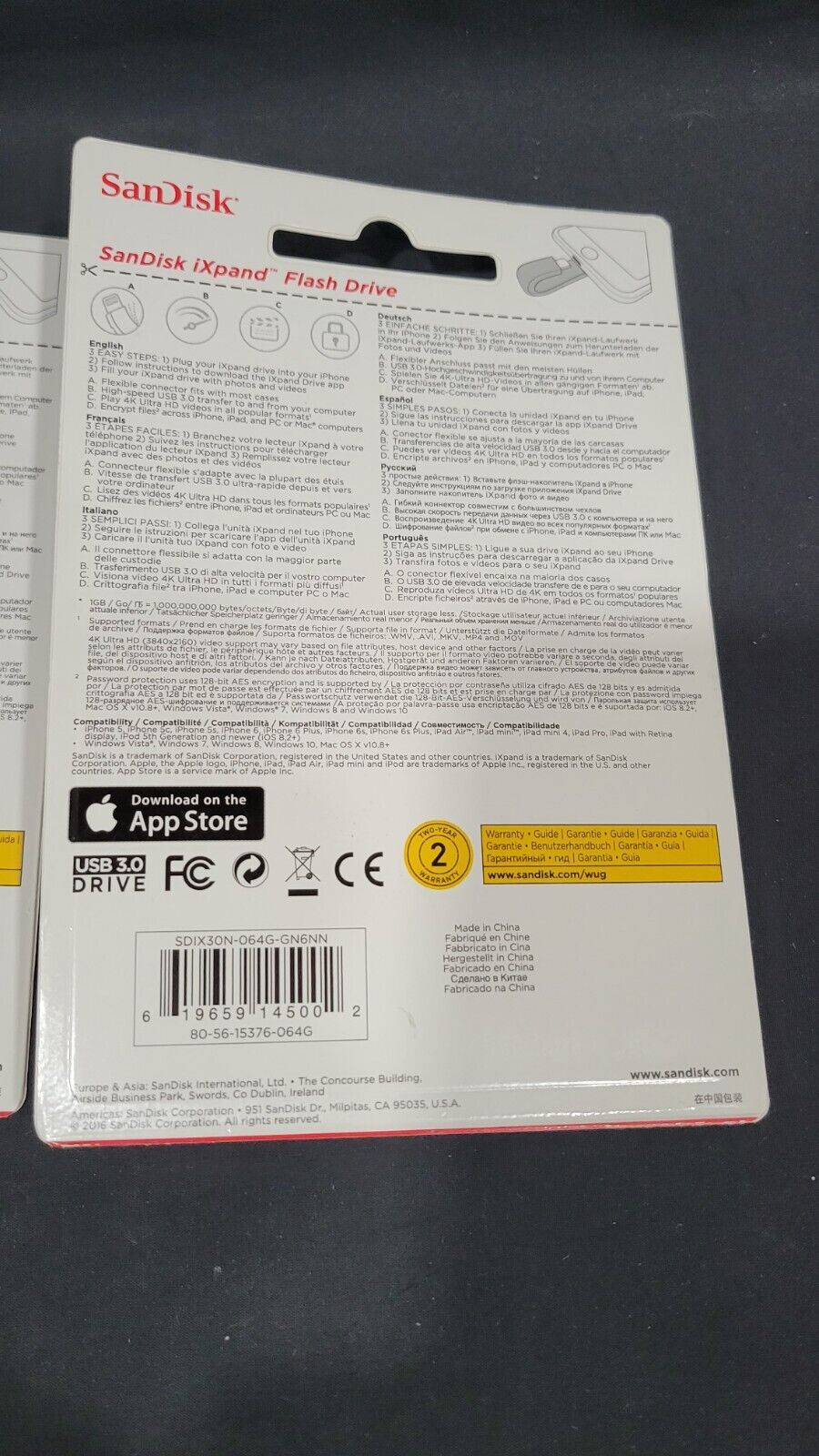 New SanDisk 128GB and 64GB iXpand Flash Drives, USB 3.0 - Fresh Stock Dated February 2026