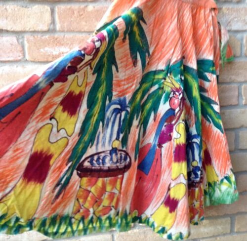 Vtg 50s Wearable Art Full Circle Skirt Sz S?Pinup Rockabilly VLV Swing MCM FLAWS - Fresh Stock Dated December 2025