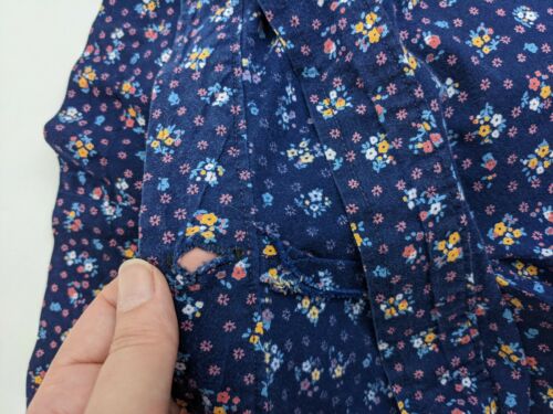 COTTON Calico PRINT 1970s Vintage Blue BOHO Maxi WRAP SKIRT bohemian prairie L - Fresh Stock Dated February 2026