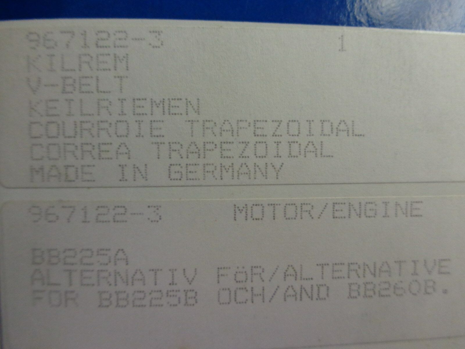 NEW VOLVO PENTA V-BELT P/N 967122-3.  432A, 434A. - Fresh Stock Dated February 2026