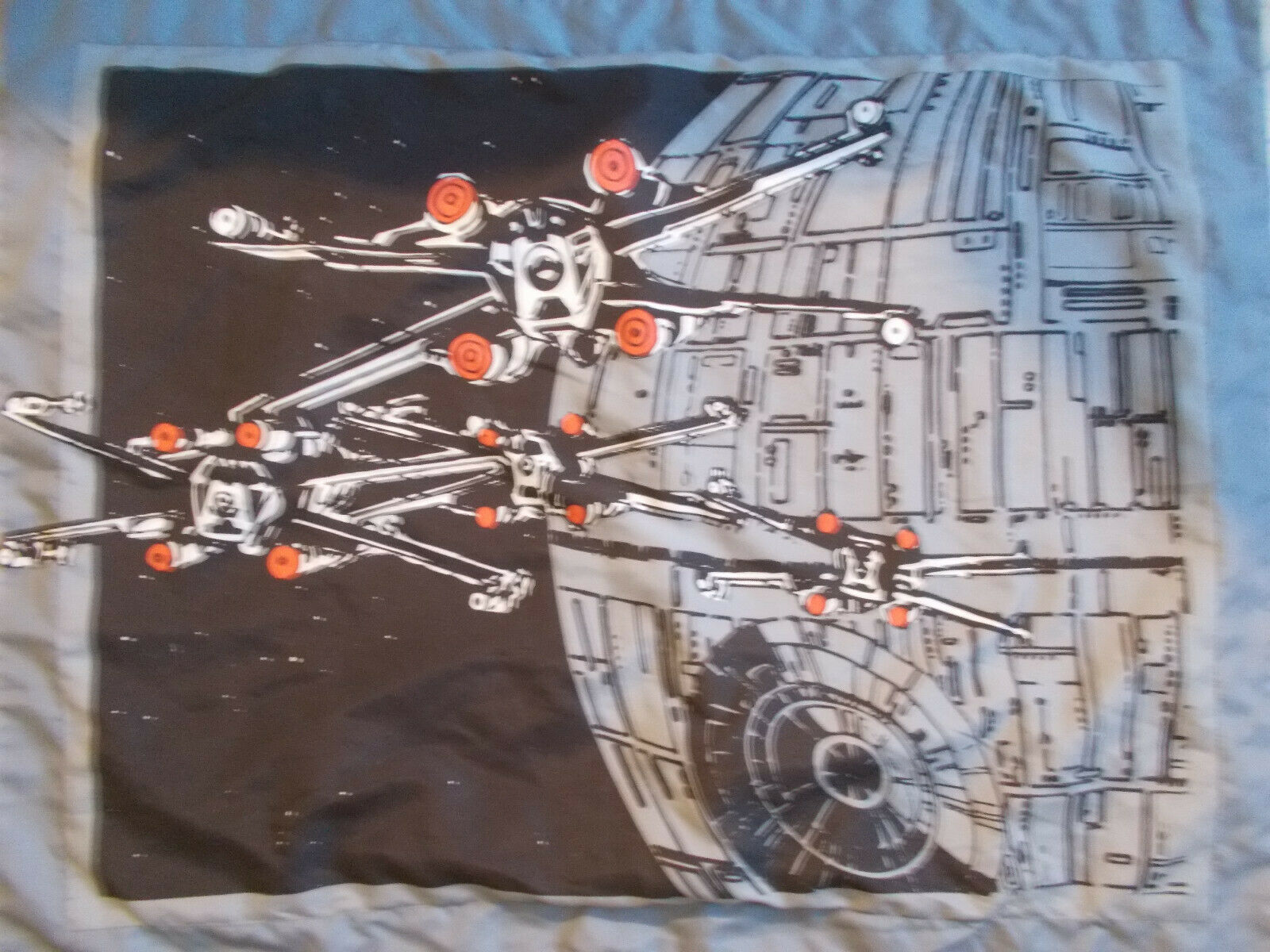 Star Wars Pillow Sham / Pillowcase Grey Black Death Star With X-Wing Fighters - Fresh Stock Dated December 2025