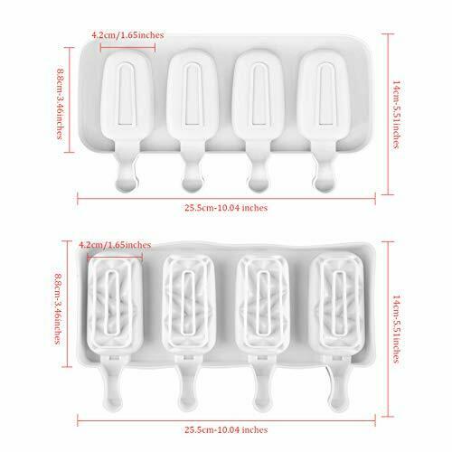 Ice Cream Molds Silicone Popsicle Mold 2 Pieces 4 Cavities Homemade Ice Cream... - Fresh Stock Dated February 2026