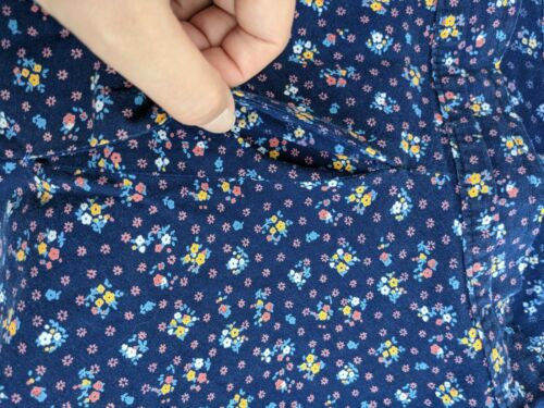 COTTON Calico PRINT 1970s Vintage Blue BOHO Maxi WRAP SKIRT bohemian prairie L - Fresh Stock Dated February 2026