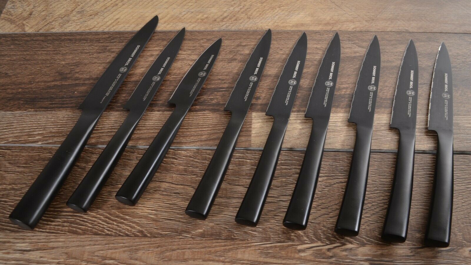 Schmidt Bros Jet Black 14-pc Knife Block Set Stainless Steel Titanium Finish - Fresh Stock Dated December 2025