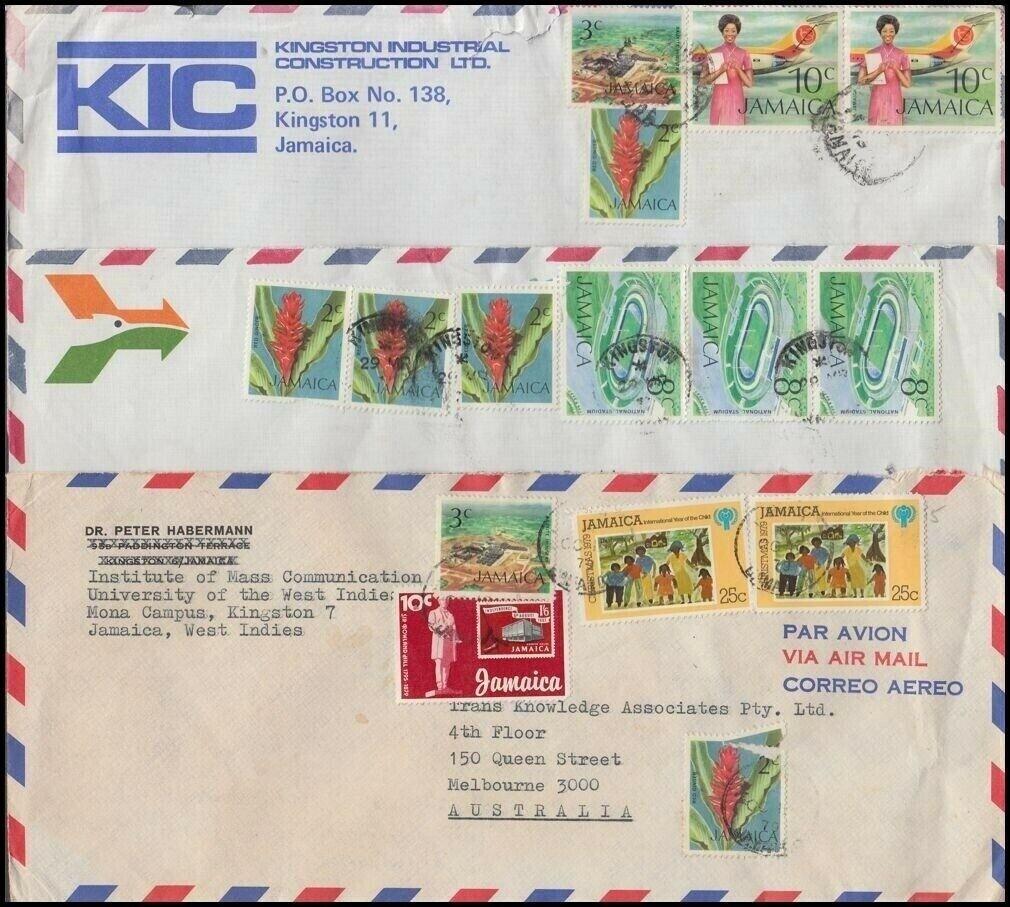 JAMAICA 1970’s COMMERCIAL AIRMAIL COVERS (x6) (ID:621/D58838) - Fresh Stock Dated February 2026