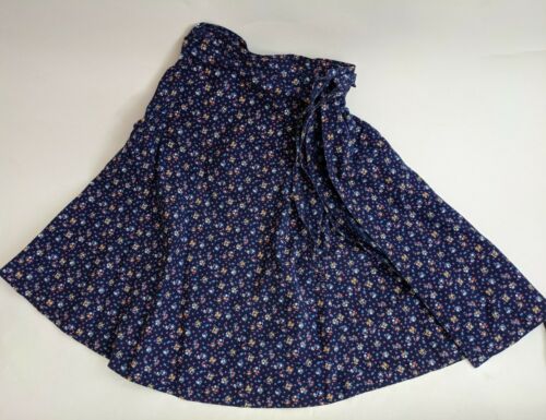 COTTON Calico PRINT 1970s Vintage Blue BOHO Maxi WRAP SKIRT bohemian prairie L - Fresh Stock Dated February 2026