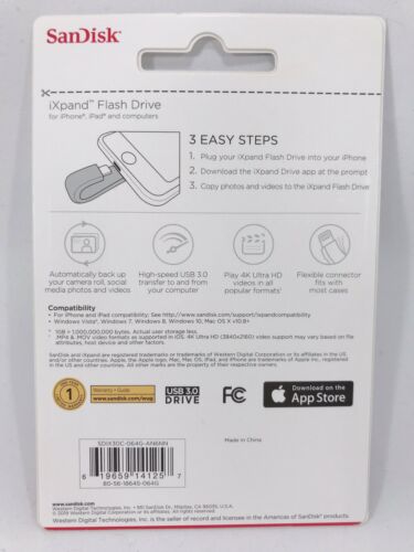 SanDisk iXpand 64GB USB 3.0 Flash Drive For iPhone and iPad - Fresh Stock Dated December 2025