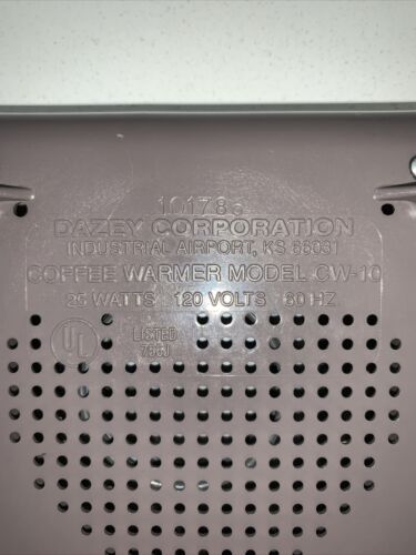 Vintage Dazey Coffee Soup Beverage Cup Mug Warmer 25 Watts CW-10 USA Made - Fresh Stock Dated December 2025