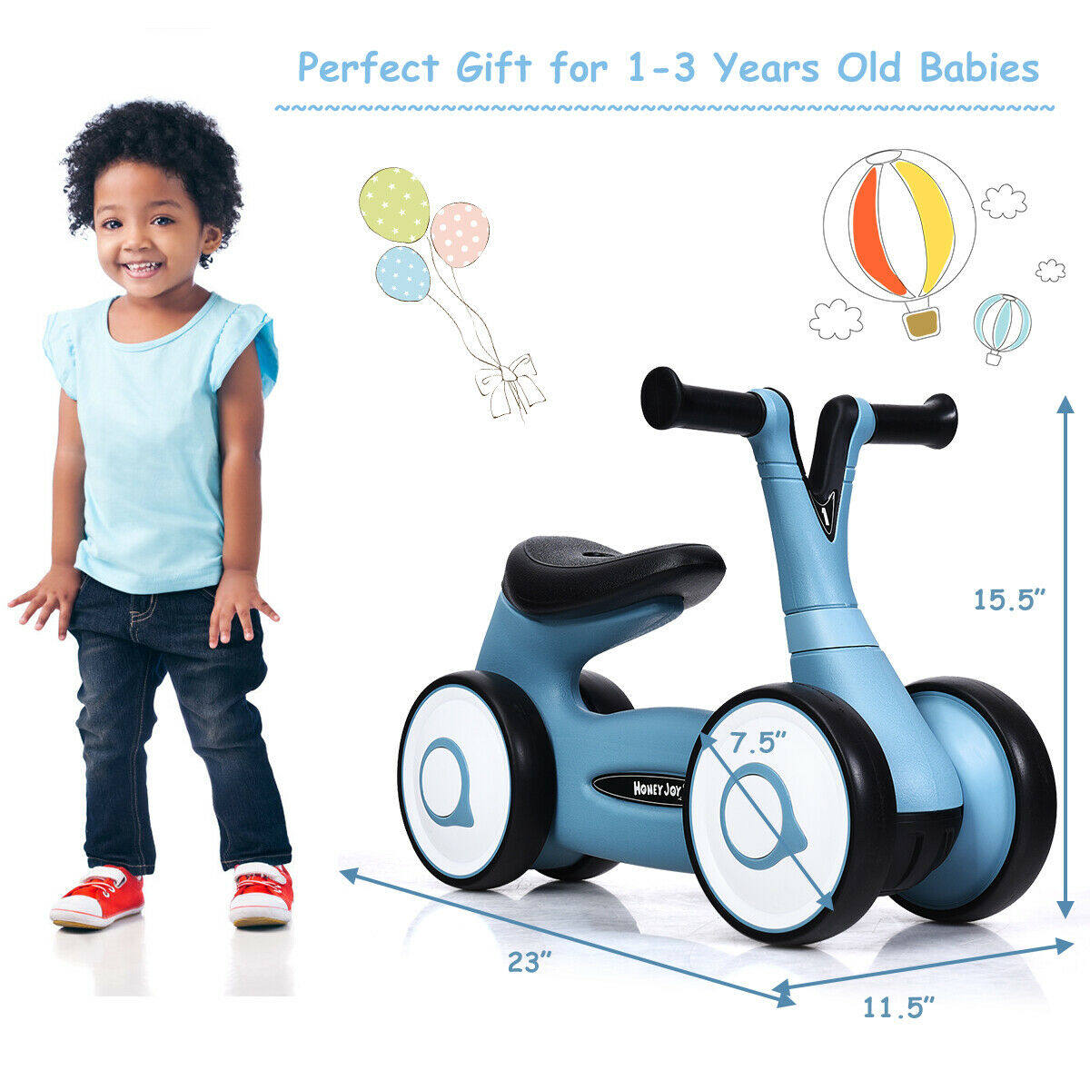 Baby Balance Bike Bicycle Mini Children Walker Toddlers Toy Rides No-Pedal Blue - Fresh Stock Dated February 2026