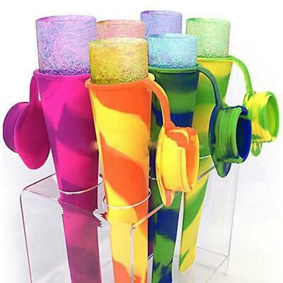 Set of 6 Silicone Ice Cream Mold Popsicle Holder Ice-Pop Sleeves Freezer Kitchen - Fresh Stock Dated March 2026