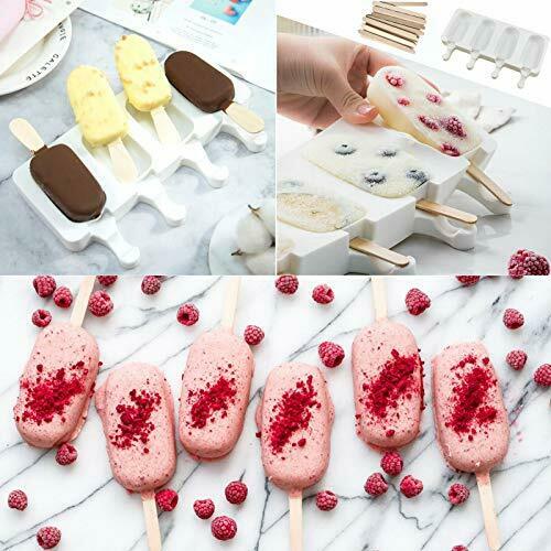Ice Cream Molds Silicone Popsicle Mold 2 Pieces 4 Cavities Homemade Ice Cream... - Fresh Stock Dated February 2026