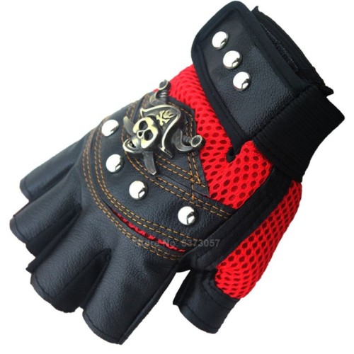 Punk Pirate Gloves Gloves PU Leather Gothic Medieval Unisex Skull Rivet Gloves - Fresh Stock Dated February 2026