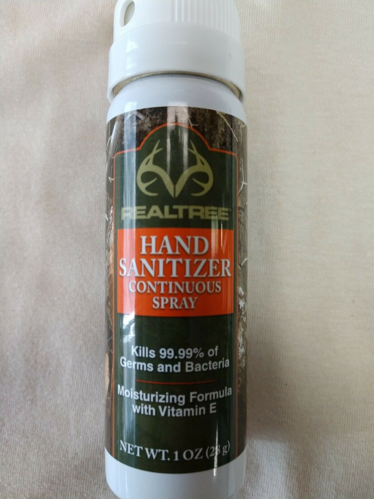 Realtree Hand Sanitizer Continuous Spray Net Wt. 1oz. - Spray at any Angle - Fresh Stock Dated February 2026