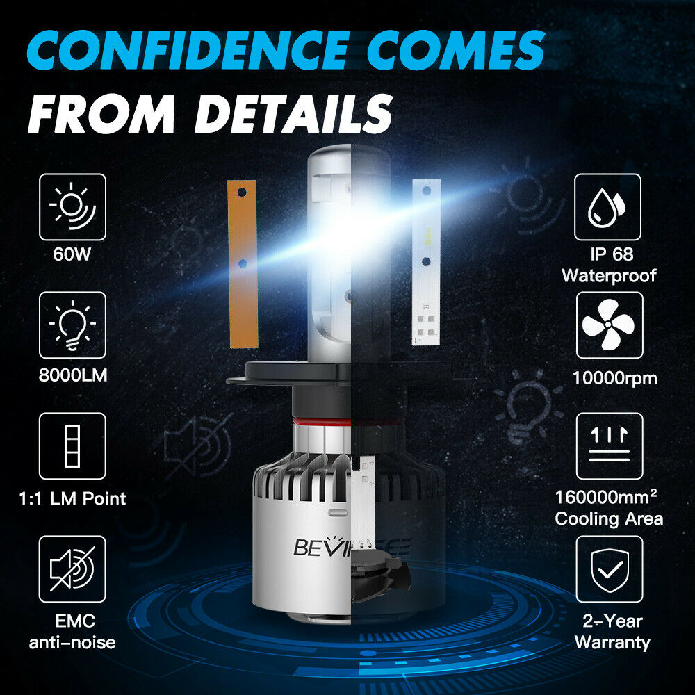 4X H9 + H11 LED Headlights Combo Bulbs 6000K For Kawasaki ZX1400 ZX14R 2006-2018 - Fresh Stock Dated February 2026