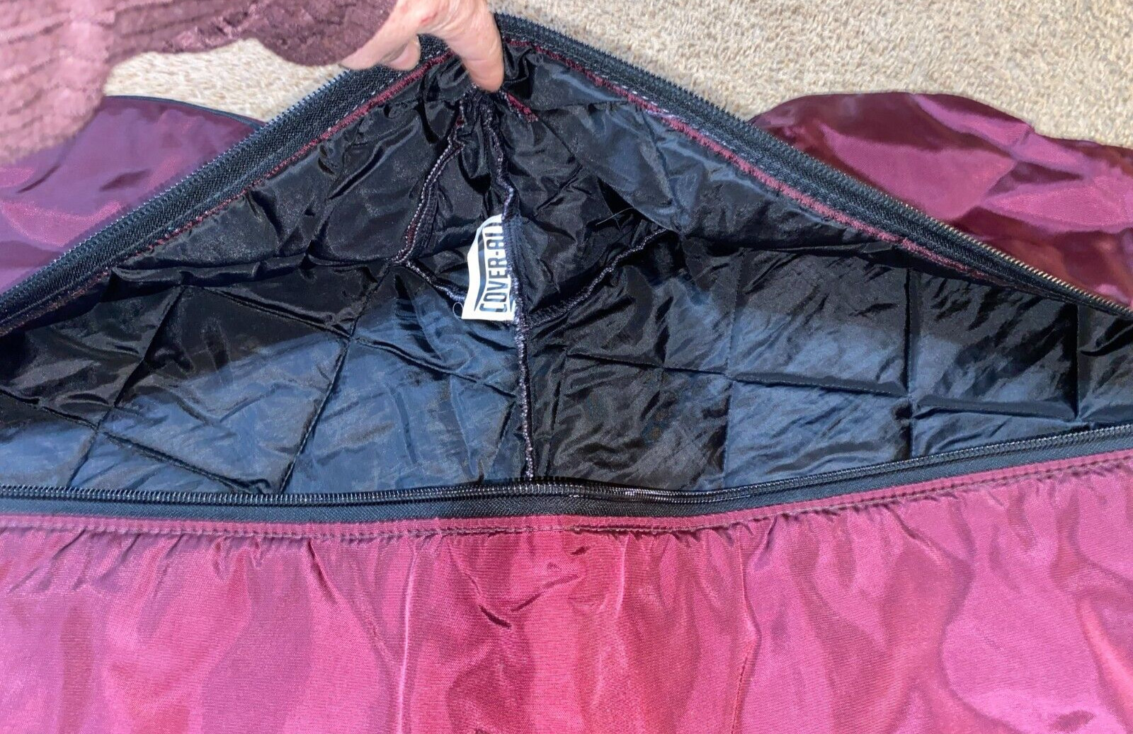 MAROON QUILTED ENGLISH SADDLE BAG CARRIER  23'' X 42'' - Fresh Stock Dated December 2025