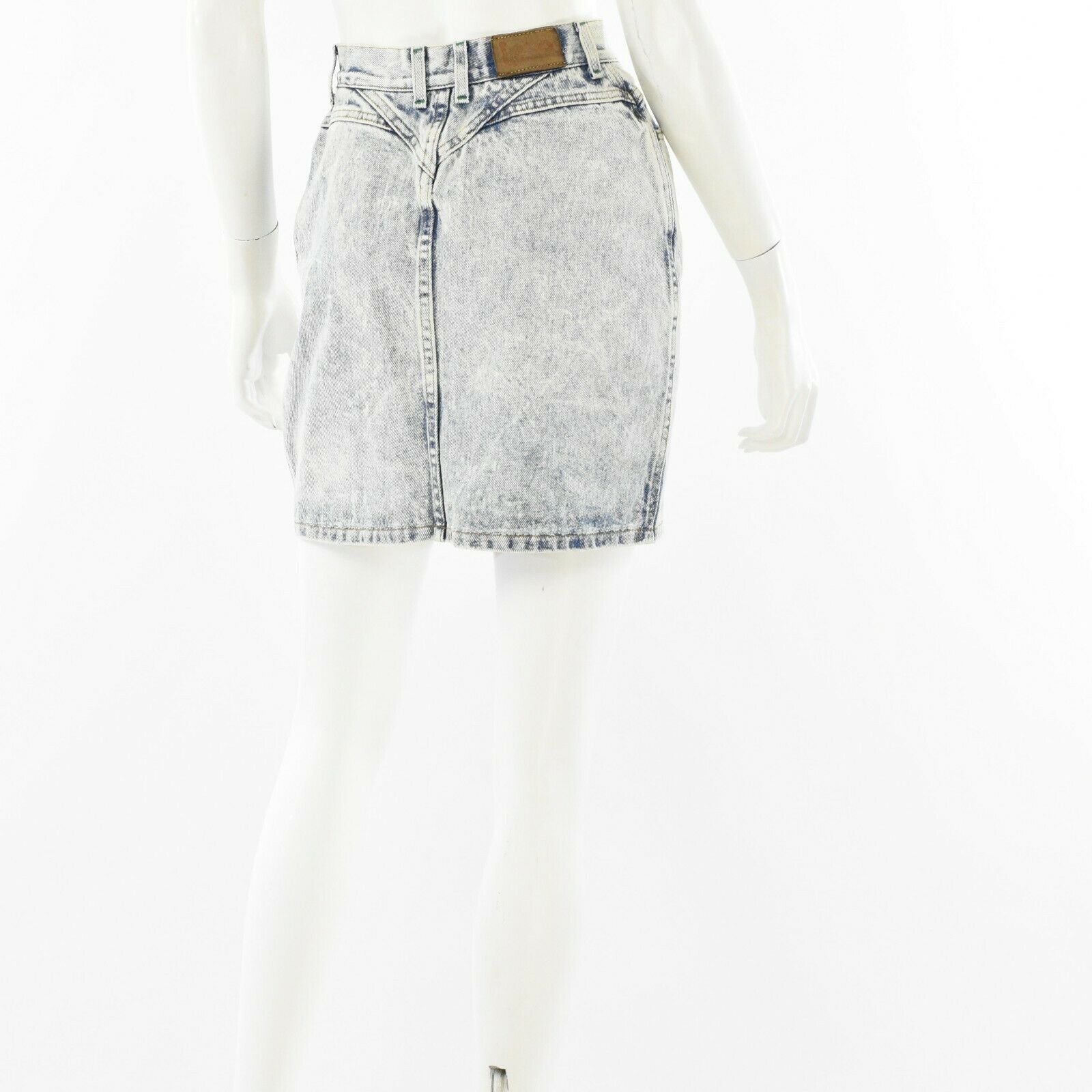 80s Vintage Lee Light Acid Wash Mini Skirt 2 Way Full Zip Front Fits Size 2 or 4 - Fresh Stock Dated February 2026