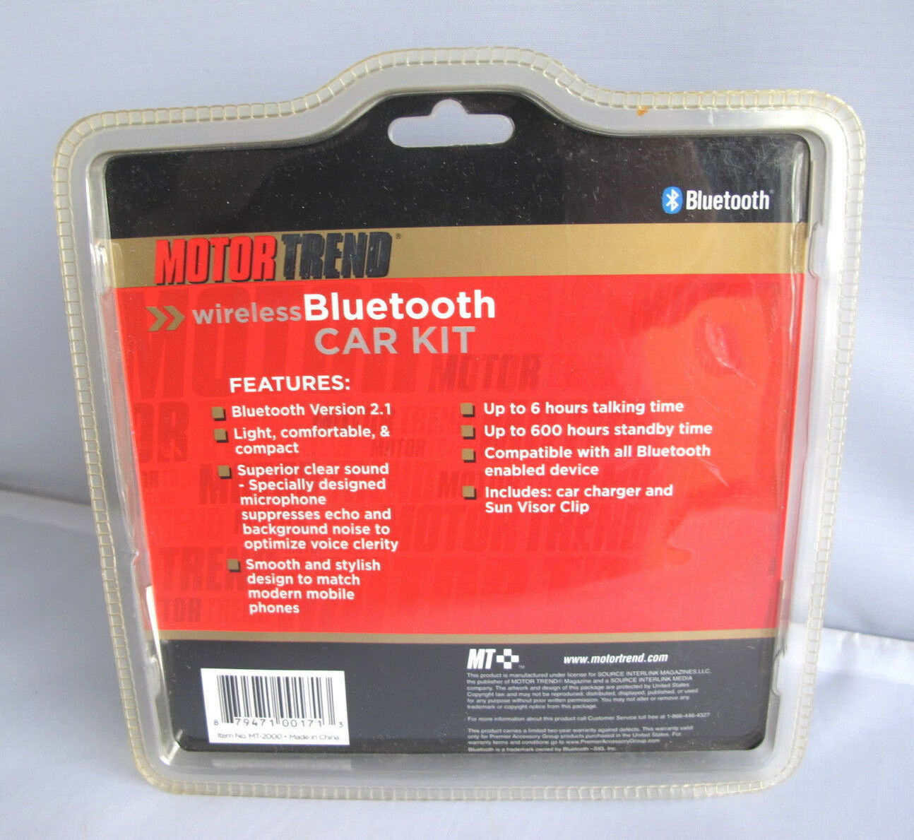 Motor Trend MT-2000 Wireless Bluetooth Car Kit - Fresh Stock Dated February 2026