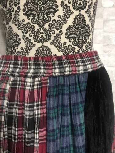 Vtg Patchwork Plaid & Velvet Maxi Full Circle Skirt Boho Gypsy Women's Large - Fresh Stock Dated February 2026