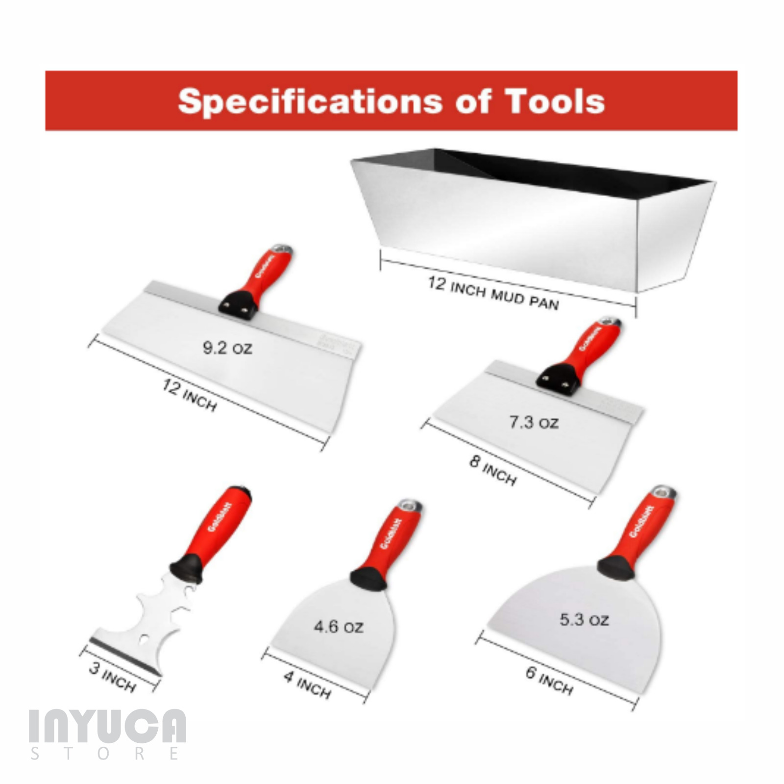 Drywall Hand Tool Kit Set Painter Tool Putty Joint Knife Mud Pan Stainless Steel - Fresh Stock Dated February 2026