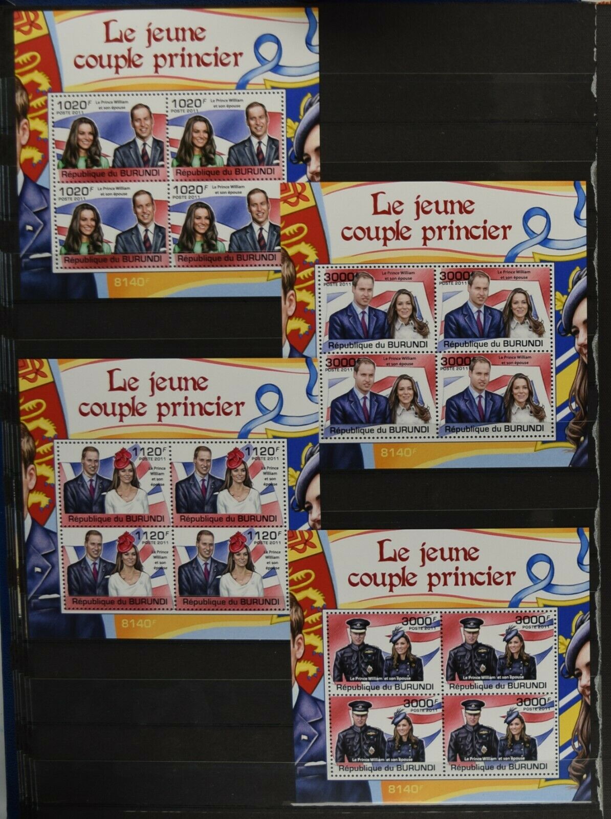 LB 526 Burundi Prince William (MNH) set of 4 blocks - Fresh Stock Dated January 2026