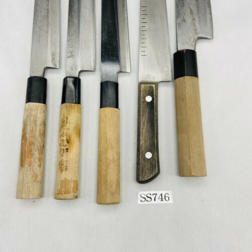 Damaged Lot of Five Japanese Chef's Kitchen Knives Yanagiba Gyuto Japan SS746 - Fresh Stock Dated December 2025