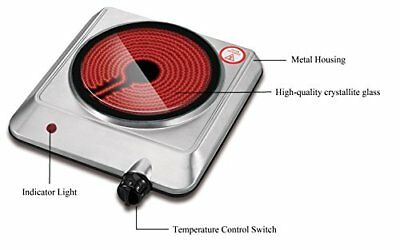Electric Cooktop Stove Portable One 1 Burner Ceramic Glass Hot Plate Cooking - Fresh Stock Dated December 2025