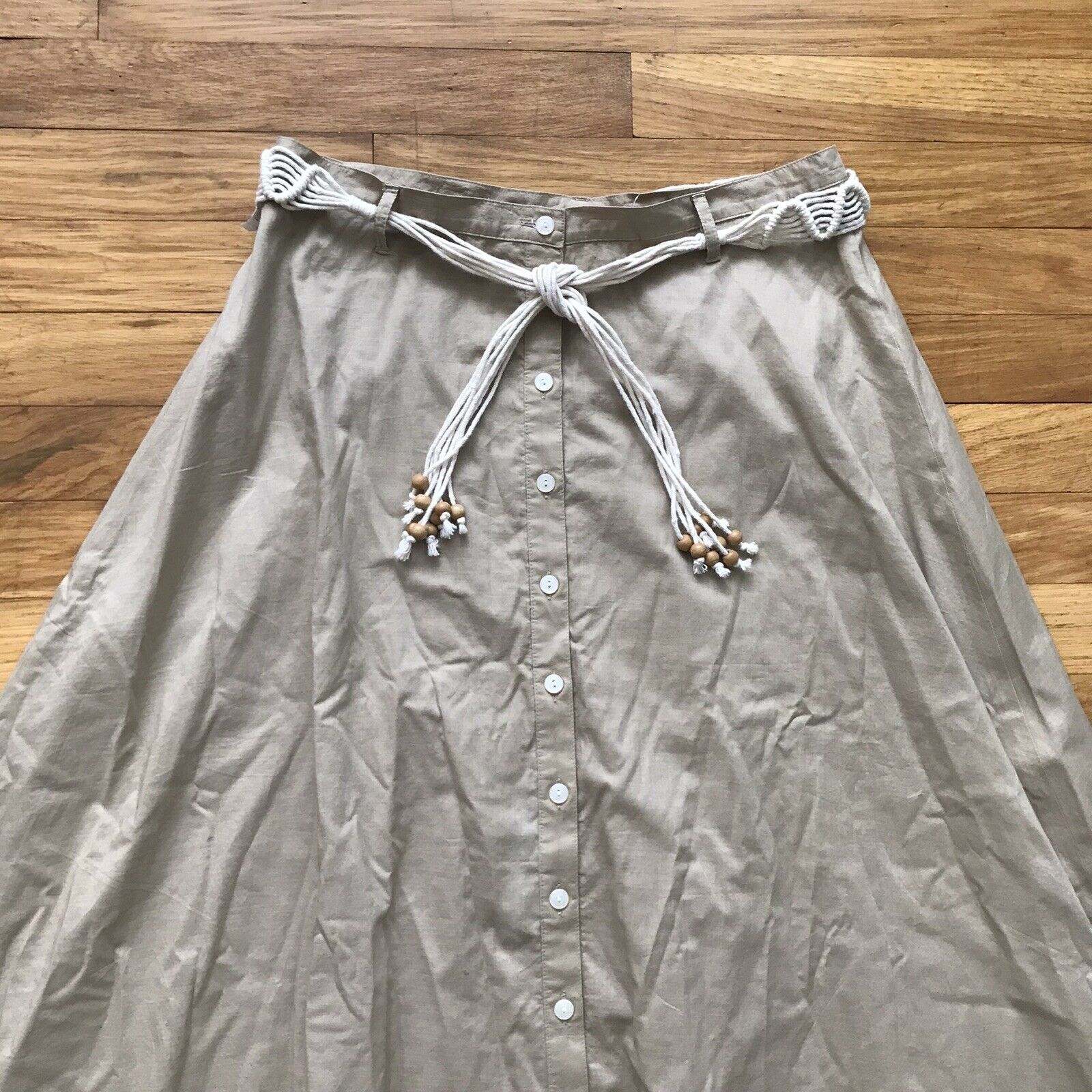 NWT Deadstock Vintage Lauren Ralph Lauren Tan Khaki Button Down Midi Skirt 8P - Fresh Stock Dated February 2026
