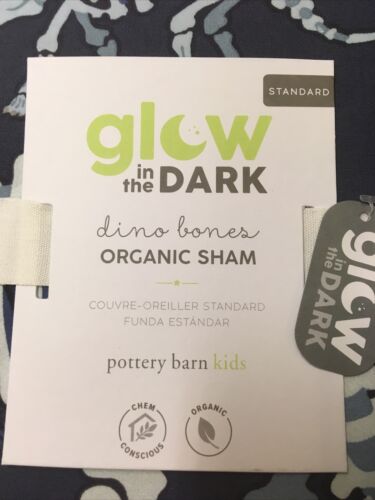 NWT! 2 Pottery Brn Kds Glow In The Dark Dino Bones Shams/ Standard/Blue/.50ea - Fresh Stock Dated December 2025
