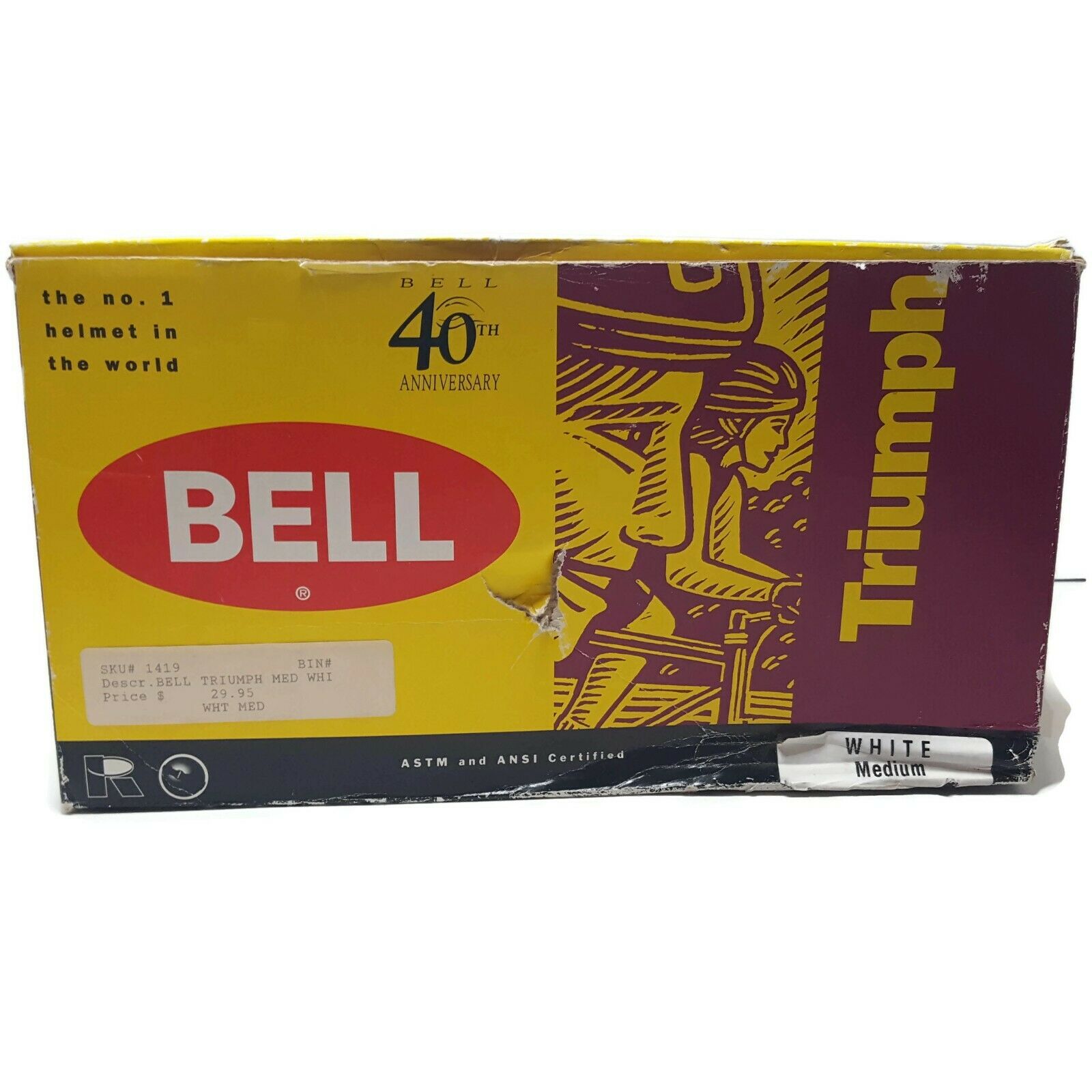 Vintage 1994 Bell Bike Bicycle Helmet Triumph Size M White 40th Anniversary USA - Fresh Stock Dated December 2025