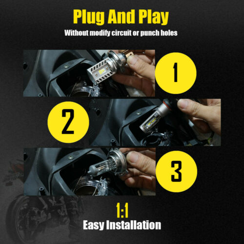 BEVINSEE H4 9003 HB2 Motorcycle LED Headlight Bulb Hi/Low Beam 6000K White Light - Fresh Stock Dated February 2026