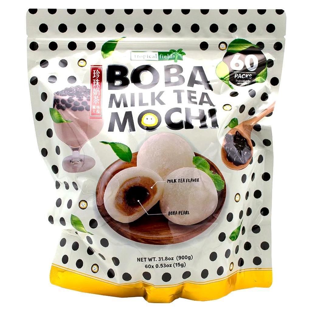 Tropical Fields Boba Milk Tea Mochi Snack 60 Ct 31.8 Oz w Vintage Sty/e Bag Clip - Fresh Stock Dated February 2026
