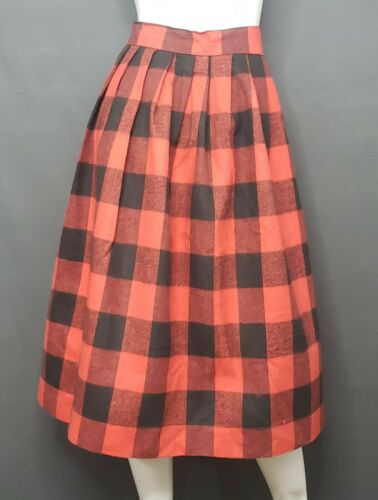 Vintage 70s Women's A Line Red Black Buffalo Plaid Soft Fleece Skirt Very Narrow - Fresh Stock Dated February 2026