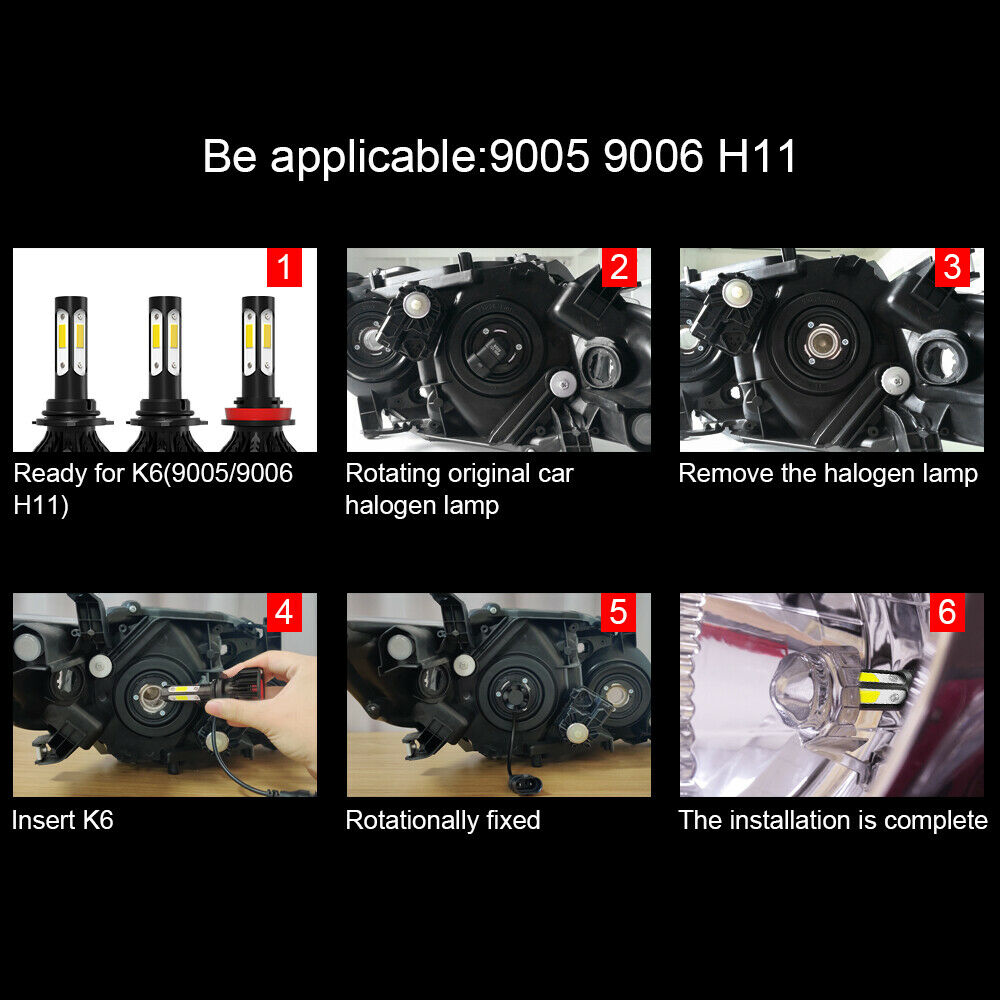 For Acura MDX 2001 2002 2003 - 6000K combo 9005 LED Headlight High Beam bulbs - Fresh Stock Dated February 2026