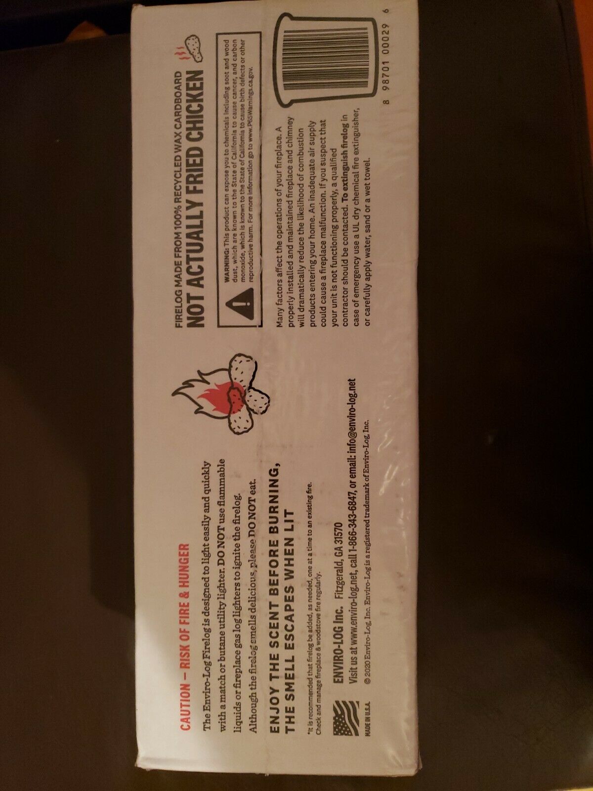 2020 KFC USA HERBS & SPICES FIRELOG by Enviro-Log®! RARE LIMITED EDITION - Fresh Stock Dated December 2025