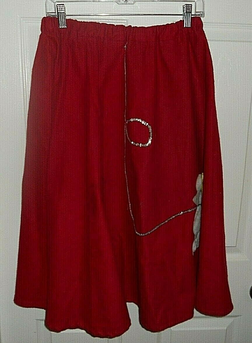 ORIGINAL MOM'S 1950S HANDMADE RED FELT POODLE CIRCLE SKIRT & SEQUINS SM 28