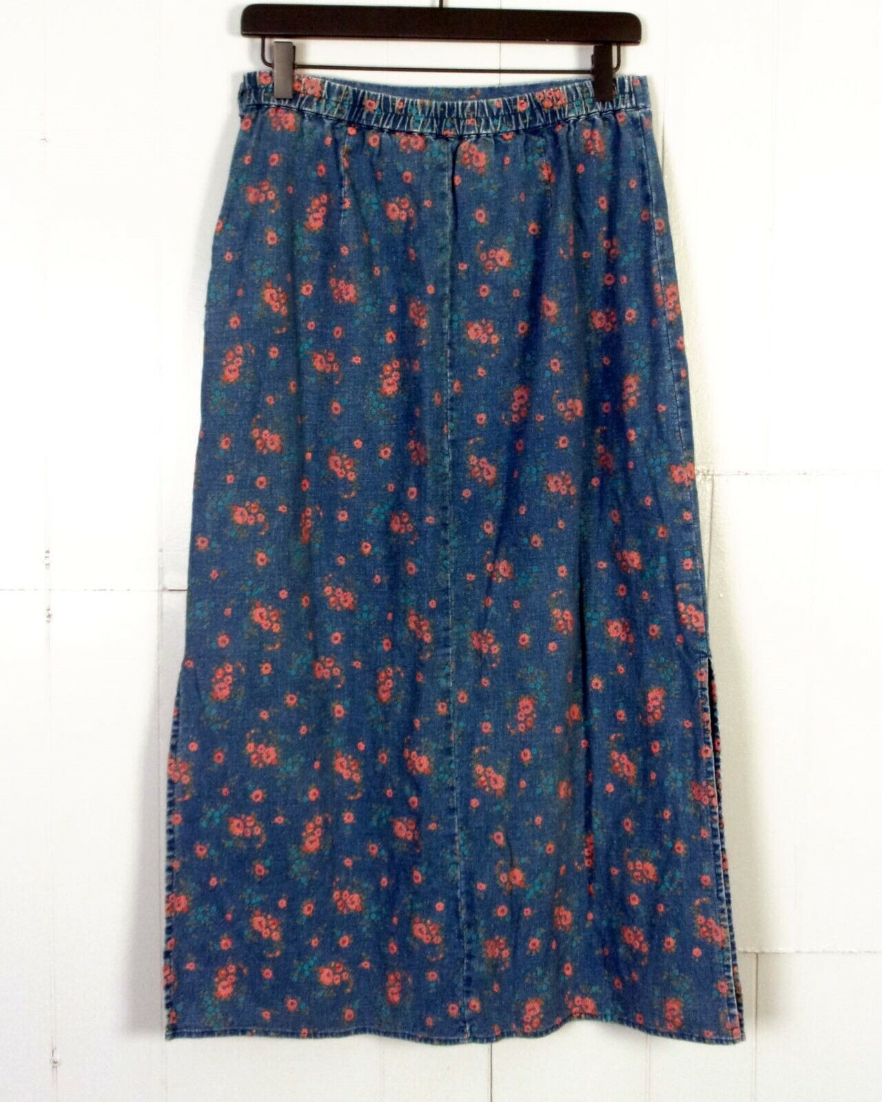 vtg 80s 90s Requirements Tiny Floral Pattern Cotton / Linen Denim Skirt sz 8 - Fresh Stock Dated March 2026