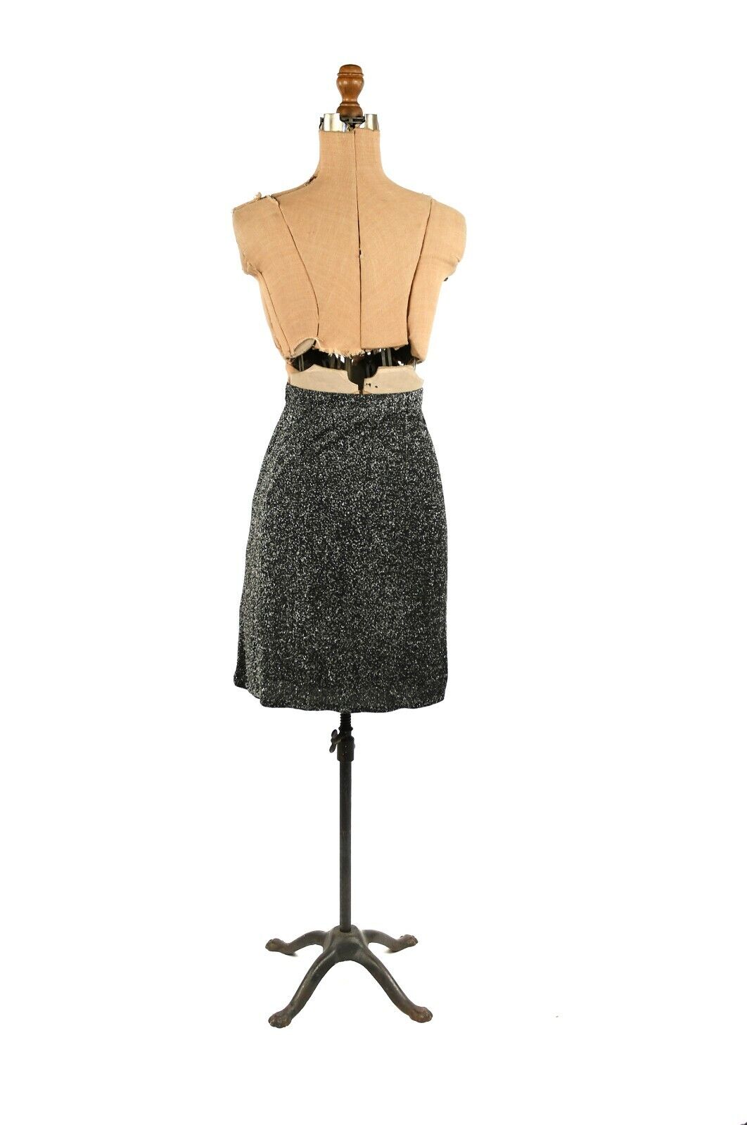 Vintage 70s Black Metallic Silver Lurex High Waist Button Down Mini Disco Skirt - Fresh Stock Dated March 2026