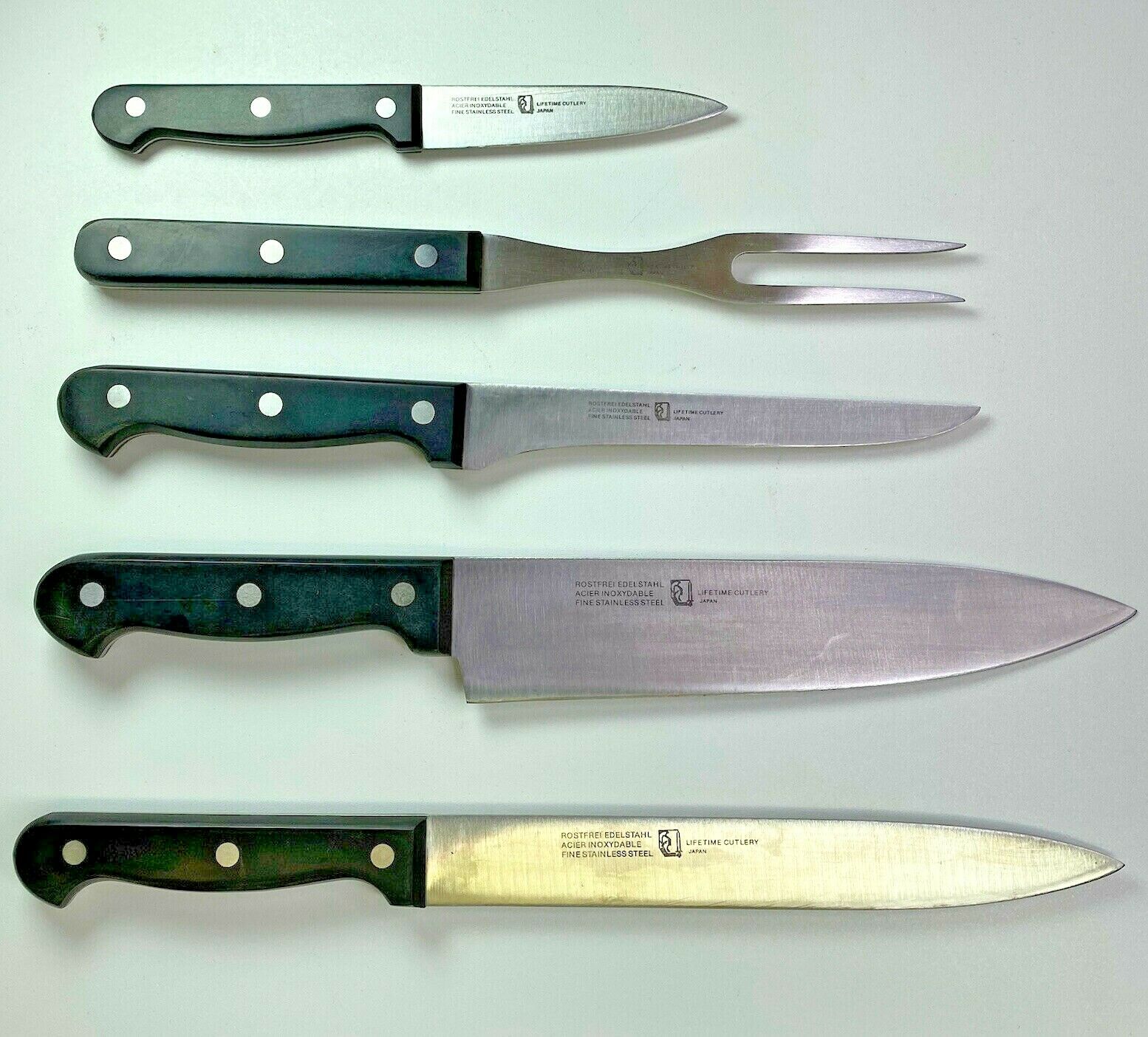 4 Knives 1 Fork LC Germain Fine Stainless Steel Lifetime Cutlery Japan Block - Fresh Stock Dated December 2025