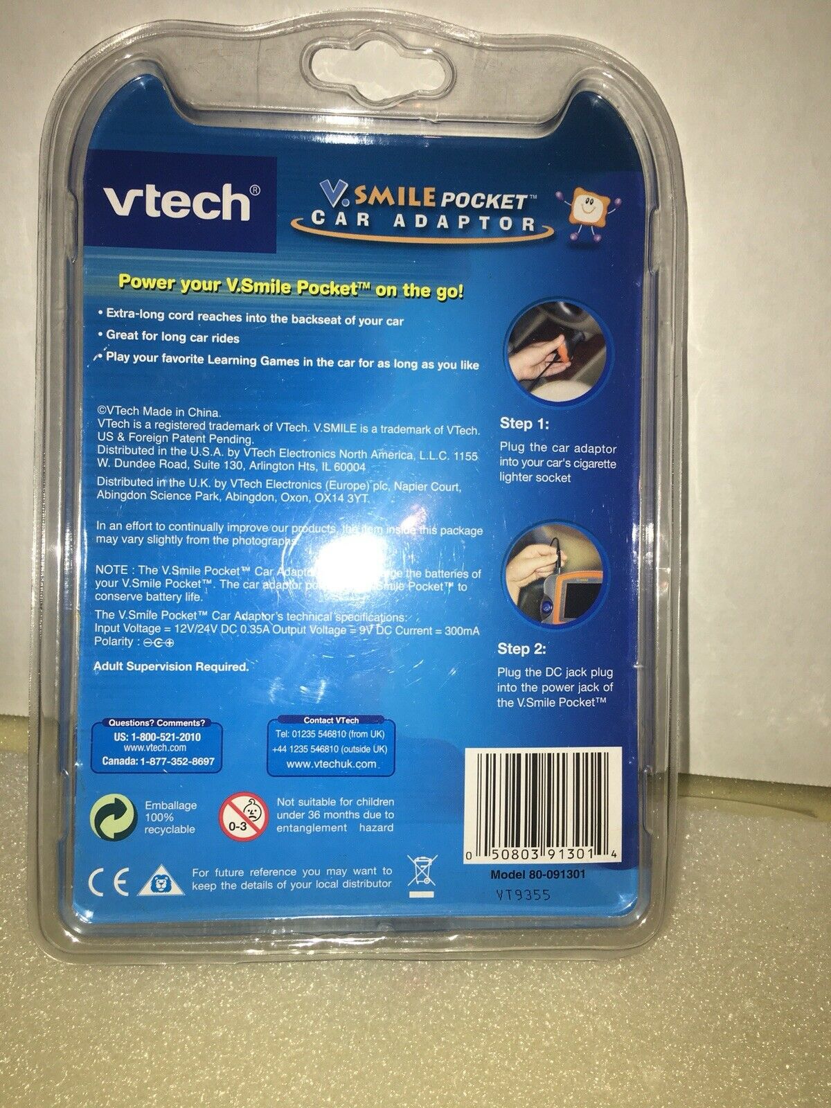 VTech V.Smile Pocket Car Adapter, 6 Foot Cord Power on the Go V Tech - Fresh Stock Dated February 2026