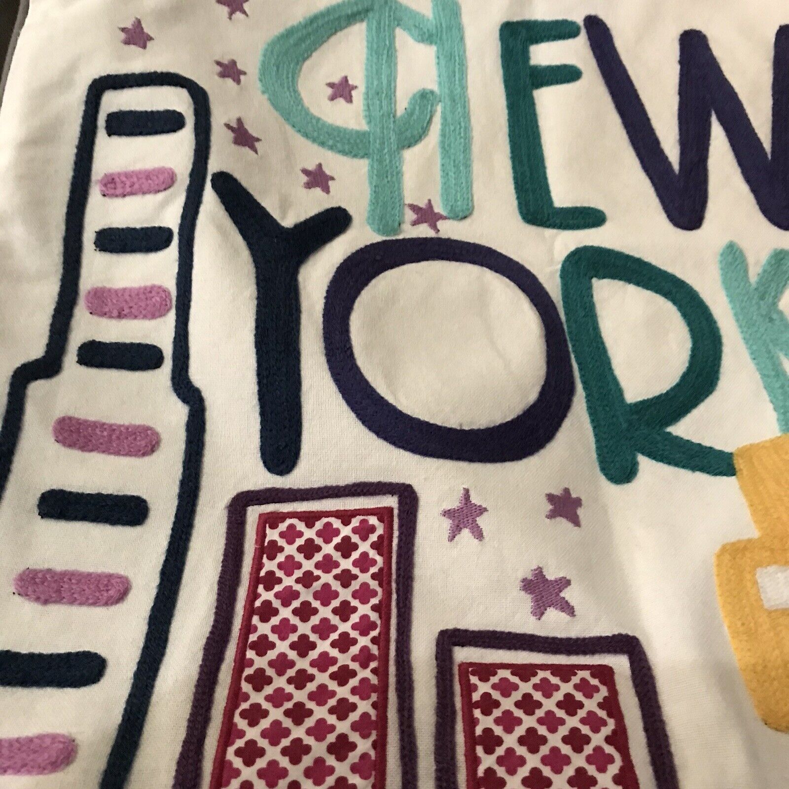 PB  Pottery Barn Embroidered Throw Pillow, 17” Square New York Pillow Cover - Fresh Stock Dated February 2026