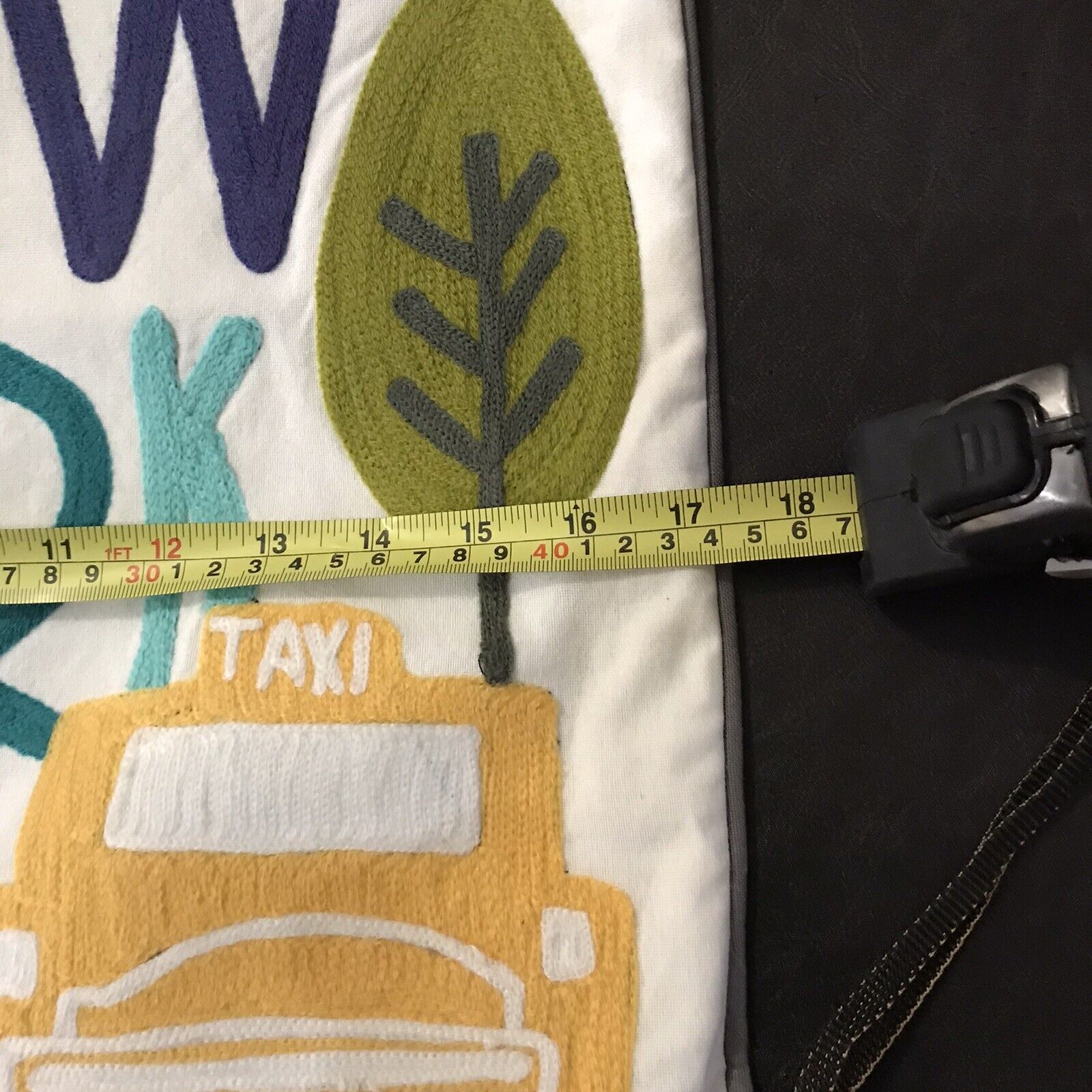 PB  Pottery Barn Embroidered Throw Pillow, 17” Square New York Pillow Cover - Fresh Stock Dated February 2026