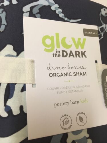 NWT! 2 Pottery Brn Kds Glow In The Dark Dino Bones Shams/ Standard/Blue/.50ea - Fresh Stock Dated December 2025