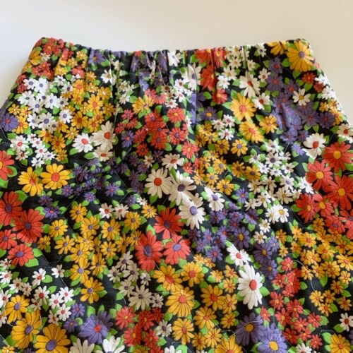 Vintage 60s Flower Power Floral Mod Hippie Quilted Long Skirt Flower Psychedelic - Fresh Stock Dated February 2026