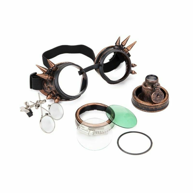 Vintage Rivet Steampunk Goggles Coated Plastic Cosplay Glasses Gothic Sunglasses - Fresh Stock Dated February 2026