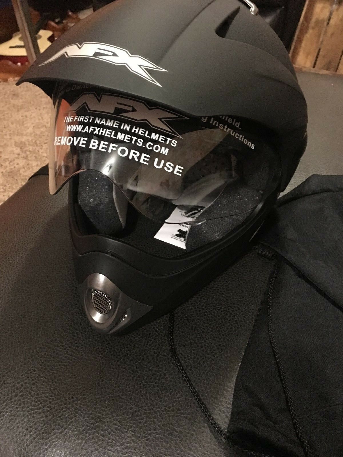 AFX FX-37DS Solid Dual-Sport Motorcycle Helmet size L Flat Black - Fresh Stock Dated February 2026